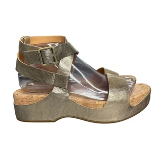 Kork-Ease Yadira Sandals Womens Sz 8M Soft Gold Metallic Leather Platform Strapp - Picture 1 of 8