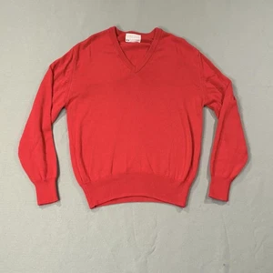 Maglione vintage Lord Jeff uomo medio rosso scollo a V 100% cotone made USA maglia - Foto 1 di 9