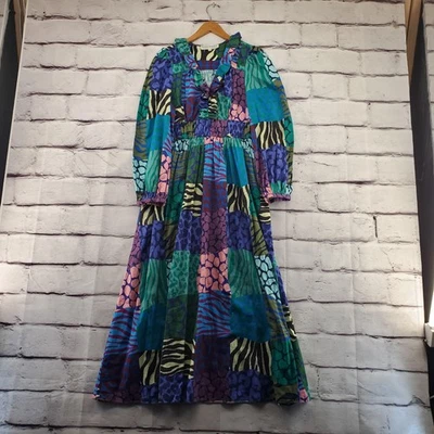 Vestido para mujer Geisha Designs mediano multicolor estampado animal maxi volantes boho Foto 1 de 4
