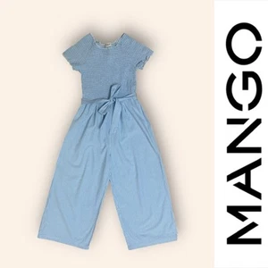 Mango Kids Light Blue & White Ruched Striped Romper, Size 9/10, MSRP $45 - Picture 1 of 6