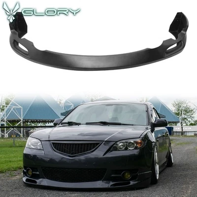Fits 04-06 Mazda 3 S Sedan K Style Front Bumper Lip Spoiler PU Unpainted Black - Изображение 1 из 4