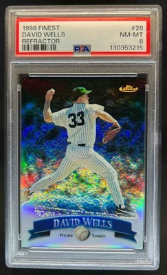 1998 Finest David Wells Refractor #28 Yankees PSA 8 - Image 1 of 2