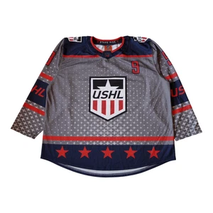 Camiseta de hockey de la USHL para hombre XL grande onda de título de la liga de hockey de Estados Unidos estrellas grises 🔥 - Imagen 1 de 12
