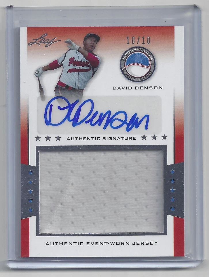 David Denson 2013 Leaf Power Showcase #10/10 Auto Worn Jersey EBAY 1/1 - Image 1 of 1