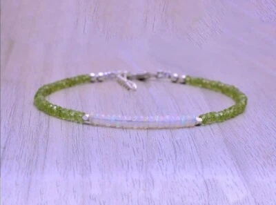 Zierliche Peridot & äthiopischer Opal facettierte Rondelle Edelstein Perlen A... - Bild 1 von 4