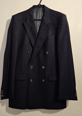 Vintage Smart Jaeger Double Breasted Wool Silver Button Blazer Navy Mens - Image 1 of 4