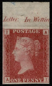 1864 1d Placa Roja 78 AI 4m Imprimatur Excelente Margen Superior Inscripción Cat. £425,00 - Imagen 1 de 1