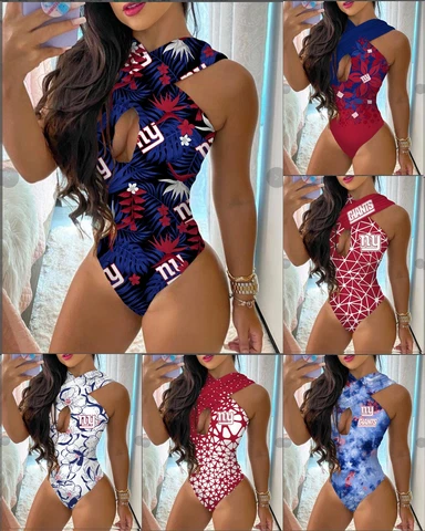 New York Giants Criss Cross Swimsuit One Piece Cutout Bikini Bathing Wear Gifts Cover