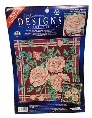 5921 Sandy's Roses Leisure Arts Needlepoint Canvas Pillow 14 X 14 inch  New  - Image 1 of 4