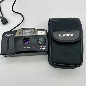 Canon Sure Shot Owl Date AF 35mm Point & Shoot Film Camera Working W/Case READ - Bild 1 von 5