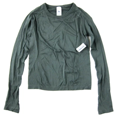 NWT Old Navy Active Army Green Stretch Seamless Go-Dry Long Sleeve Shirt Woman S - Image 1 of 4