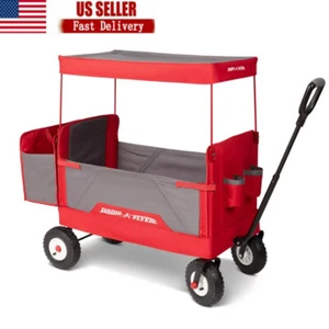 Unisex Fold Wagon W/ Canopy Air Tires 3-in-1 All-Terrain Seat 150 lbs. Boys Girl - Picture 1 of 21