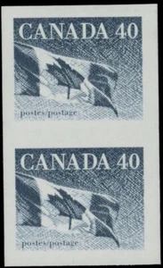 1990, CANADA, FLAG 40C, VERTICAL IMPERF PAIR OF COIL STAMPS, NH, CAT. #1194Cg - Picture 1 of 2