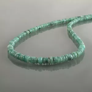Natürliches Grün Smaragd 4-5mm Schlicht Rondell Perlen Kette 18 " Strand Damen - Bild 1 von 6
