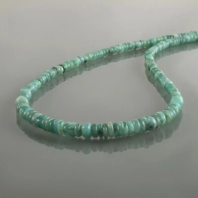 Natürliches Grün Smaragd 4-5mm Schlicht Rondell Perlen Kette 18 " Strand Damen - Bild 1 von 4
