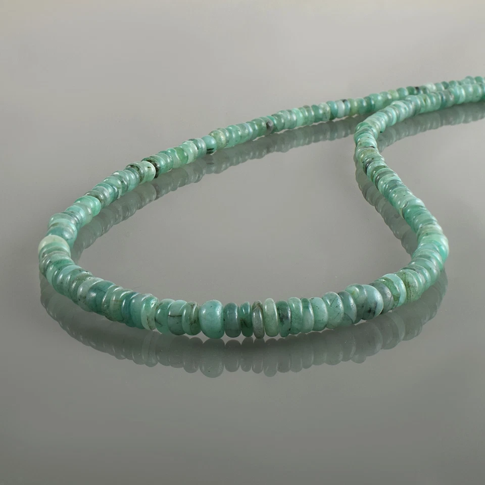 Natürliches Grün Smaragd 4-5mm Schlicht Rondell Perlen Kette 18 " Strand Damen - Bild 1 von 4