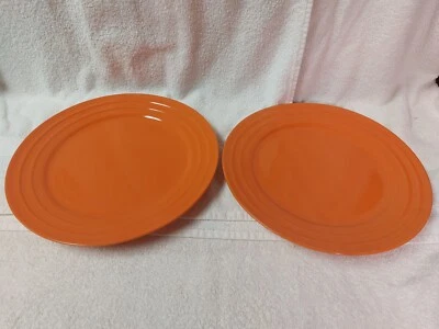 2-NEW Rachel Ray Tangerine Orange Double Ridge Dinner Plate 11" FREE SHIP  - Image 1 of 4