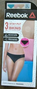 Reebok 3pk Womens Performance Bonded Seams Bikini Underwear Blue Pink Nude Sz L - Picture 1 of 2