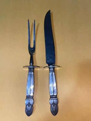 Juego de CUCHILLO DE TALLA, TENEDOR, Princesa Ingrid de plata de ley Frank M. Whiting de colección Foto 1 de 4