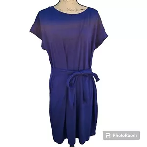 Fashion Blue Faux Wrap Tie Dress - Picture 1 of 4