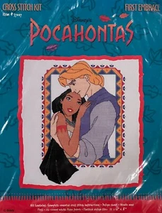 Disney Pocahontas FIRST EMBRACE w/Capt John Smith Counted Cross Stitch Kit 37007 - Picture 1 of 2