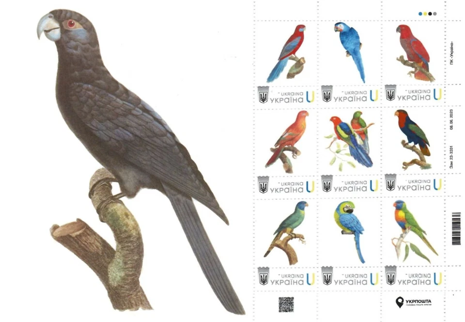 Ucrania 2022, Fauna, Aves, Loros, Hoja 9v Foto 1 de 1