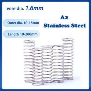 1.6mm Wire Dia Compression Spring 10-15mm Dia A2 Stainless Steel 10-200mm Length - Picture 1 of 13