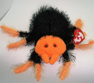 TY BEANIE BABIES SKITTERS THE SPIDER, TY PUNKIES HALLOWEEN BLACK & ORANGE, NWT - Picture 1 of 5