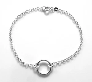Bracciale Karma Argento Sterling 12mm Eternità Cerchio Infinito Anello Catena Fatto a Mano - Foto 1 di 4