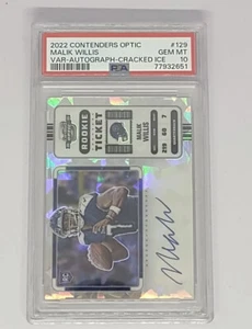 2022 Malik Willis Contenders Optic Rookie Ticket Auto Cracked Ice /22 RC PSA 10 - Picture 1 of 4