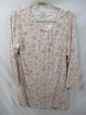 Camisón Aria Mujer Mediano Rosa Floral Manga Larga Botón Cuello Redondo Algodón Foto 1 de 4