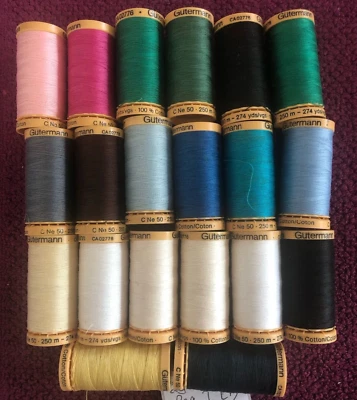 20 Gutermann machine threads - 100% cotton, 250m. Bag I1/I2 - image 1 of 2