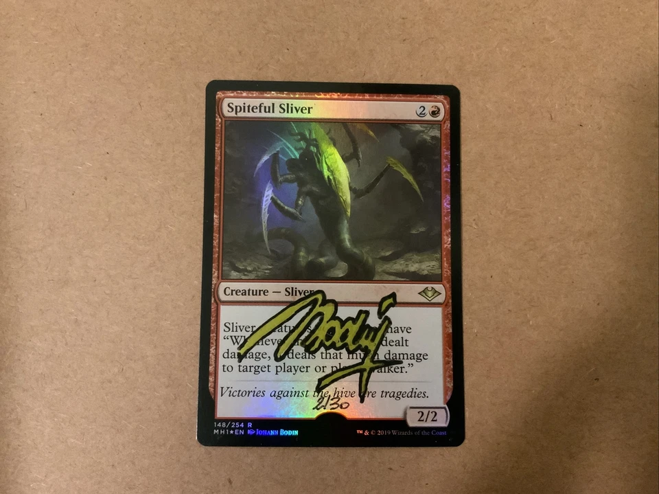MTG Magic Spiteful Sliver Signed FOIL Artist Proof x1 MH1 Johann Bodin #SS - Image 1 of 2