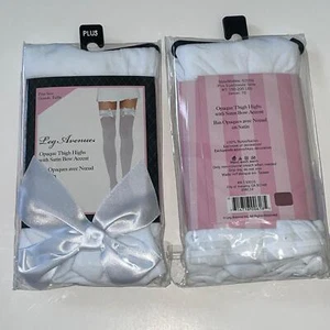 BLICKDICHTE WEISSE NYLON OVERKNEE STRÜMPFE MIT WEISSER SATINSCHLEIFE KOSTÜM STRÜMPFE UA6255QWT - Bild 1 von 1