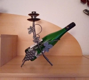 Schmiedeeisen DDR Metall Kerzenhalter Weinlaub 70er Jahre Vintage ohne Flasche! - Bild 1 von 9