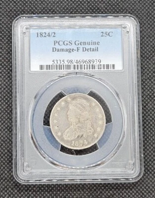 1824/2 Capped Bust Quarter | PCGS Genuine, FINE Detail, Damage - Image 1 of 4