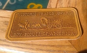 Vtg Historic Trails Award Boy Scouts America Leather Shirt Jacket Uniform Patch - Picture 1 of 2