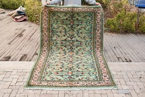 Alfombra Turca Tamaño 5x8 Tejido a Mano Oushak 165x250cm Natural Suave Lana Alfombra Verde - Imagen 1 de 12