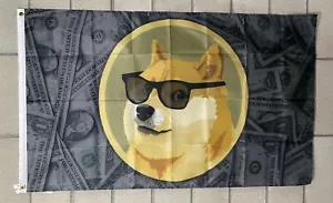 Dogecoin Flag FREE USA SHIP Cryptocurrency Trade Cashless Mine Money Sign 3x5' - Picture 1 of 1