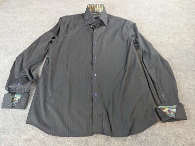 COOGI Classic Shirt Mens 3XLT 18 36/37 Long Sleeve Button  Black Boho Cuffs  - Image 1 of 4