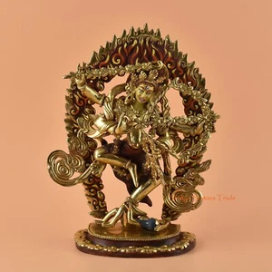 Estatua Dakini Kurukulla dorada de oro tallada a mano de fina calidad de Patan, Nepal - Imagen 1 de 5