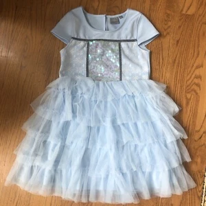 Disney Frozen Anna Elsa Princess Dress Tutu Blue Ruffle Size 10/12 - Picture 1 of 6