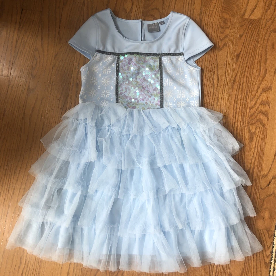 Disney  Frozen Anna Elsa Princess Dress Tutu Blue Ruffle Size 10/12 - Image 1 of 4