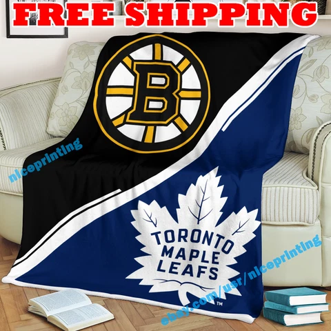 Boston Bruins vs. Toronto Maple Leafs Fleece Blanket Thin Quilt Sofa Cover NHL Cover