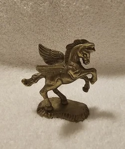 Vintage Solid Brass Pegasus Winged Horse With Base Figurine Fantasy Made Taiwan - Picture 1 of 7