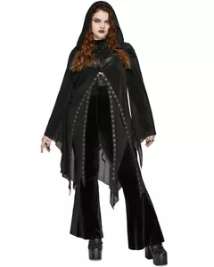 Punk Rave Plus Size Womens Gothic Witch Layered Mesh Hooded Cardigan - Picture 1 of 13