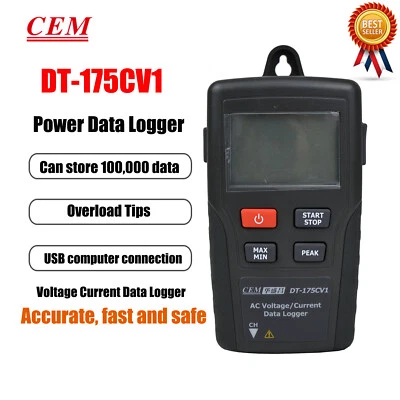 CEM DT-175CV1 AC Current and Voltage Datalogger Digital LCD Display - Image 1 of 4