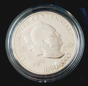 1990 U.S. EISENHOWER CENTENNIAL PROOF SILVER DOLLAR PLUS ONE ORIGINAL COIN - Picture 1 of 10