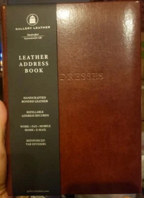 Gallery Leather Desk Address Book 9"×7" Handcrafted Refillable Brown Leather - Image 1 of 4