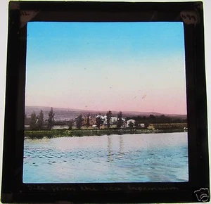 COLOUR Magic Lantern Slide SITE FROM THE SEA CAPERNANUM Israel Jewish History - Picture 1 of 1